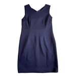 T Tahari Women’s Scuba Sheath Sleeveless Dress Size 14 Navy Crisscross Back Photo 8