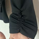 Small black notch blazer one button 3/4 ruched sleeves blazer jacket faux pocket Photo 8