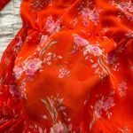 Vince Camuto floral orange tiered lined balloon sleeve dress, size M pullover Photo 7