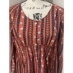 easel Floral Baby Doll Boho oversized Bell Sleeves Side Pockets Flowy Top Sz M Photo 9