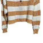 American Eagle  Sz M Cropped Sweater Orange White Stripe Knit Oversized Photo 2