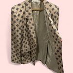 Anne Klein Vintage 80’s creamy tan silk geometric art deco blazer pockets Photo 3