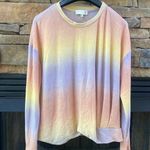 Ro & De tie dye twist tuck waist crew neck top size XL purple yellow peach fall Photo 0