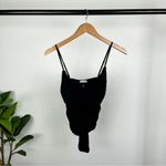 Free People NWOT Ruched Ribbed Bodysuit Size XS in Black Photo 1