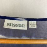 Sussan Blue & White 100% silk Striped Sheer Tunic Top Swim Cover Up Dress 12 Photo 6