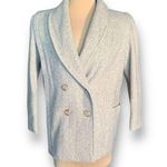 Vintage 80s Blazer Petite Tan Cream Wool Herringbone Tweed Double Breasted Coat Size undefined Photo 0