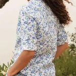 Frank & Eileen  Barry signature crinkle Cotton Button-Up Shirt BLUE-GREEN FLOWERS Photo 1