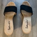 Splendid Women's Black Cork Wedge Sandals Size 7.5 Studded Slip-On Casual Photo 3