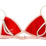 One 5 One ONEONE Red Ribbed Triangle Bikini Top Padded Braided Straps Size S Photo 2
