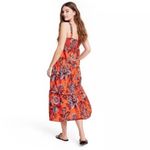 RHODE Target Large Leafy Floral Print Tiered Midi Dress Size XS Orange Photo 11