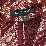 As You Wish As U Wish Burgundy Boho Floral Tunic Dress Lace Keyhole Back Lined Medium Flowy Photo 5