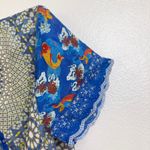 Johnny Was  Silk Tunic Top Womens Small Blue Koi Fish Floral Button Up Art Photo 4