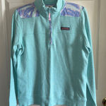 Vineyard Vines  Womens Limited Edition Turquoise Pullover w/ Lilac/Pink Leaf Sz M Photo 0