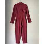 EXPRESS sz 00 Burgundy red deep plunge party jumpsuit Photo 7