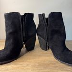 Vince Camuto  Black Suede Fringe Wedge Ankle Booties 8.5W Wide Boho Western Chic‎ Photo 4