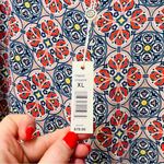 Max Studio NWT  pleated wide leg pants cropped paisley navy blue ornage size XL Photo 4