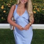 ZARA  maxi dress satin baby blue midi party wedding date evening bodycon slip Photo 0