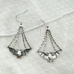 Silver Bat Earrings, Halloween Earrings, Dangle Bat Earrings, Vampire Earrings Photo 2