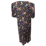 Leslie Fay Vtg 90s  Maxi Secretary Dress Navy Blue Floral Cottagecore 14 pockets Photo 4