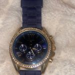 Elegant Gold and Navy Blue Silicone Women’s watch Black Photo 2