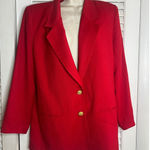 Alfred Dunner Vintage 80s Women's Red Blazer Gold Buttons Size 8 Shoulder Pads Photo 0