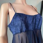 Victoria's Secret Victoria’s Secret Navy Rose Pattern Satin MEDIUM Lingerie Adjustable Straps #15 Photo 3
