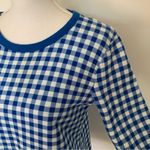 Talbots EUC Port Blue Gingham Print Crew Neck Sweatshirt Size S Photo 4