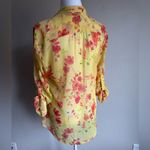 Kut From The Kloth Yellow Red Floral Sheer Button Down Blouse Women’s S Boho Photo 4