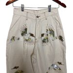 Farm Rio New  cream sequin embelished bird high waist crop jeans sz 34 US 2 Photo 2