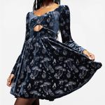 Disturbia Faefire Foil Print Velour Cut Out Mini Dress Dusky Blue Mushroom Print Size 4 Photo 5