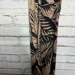 PaperMoon Black Tan Leaf Print Maxi Dress Sheath Pencil SZ S Asymmetrical Photo 2