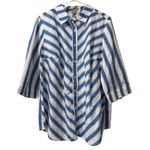 Woman Within Womens Blue White Striped Print Button Up Shirt Size Large Office Photo 0