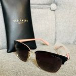Ted Baker Full Rim Clubmaster Sunglasses w/ Leather Case - Black & Pink $189 NWT Photo 2