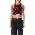 Ganni Sequined Ruched Crop Top in Port Royale Size 32 Photo 3