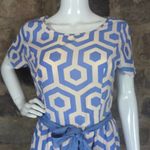 ANNABELLA Dress Geometric Shape Short Sleeve Woman's Size Large Blue White Photo 2