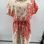 Eliza J  Orange White Print Short Sleeve Dress Size 6 Pockets Photo 0