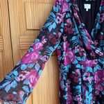 Floral Black Pink and Light Blue Boho Women's Dress Size L Photo 2