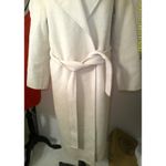 Mango New NWT Womens M MNG Handmade Wool Coat Belt Ice Grey Cream White Ripped Photo 5