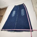 Denim Skirt Maxi Skirt Frayed Hem Jean Skirt Long To The Floor A Photo 6