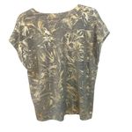 White House | Black Market  gold metallic short cap sleeve v neck medium blouse Photo 4