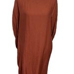 Black Crane Elastic Yoke Midi Dress Size XS Brick Linen Sheath FLAWED Brown Photo 0