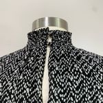 EXPRESS  Black & White Speckled Smocked Mock Neck Tiered Ruffle Mini Dress Size L Photo 5