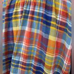 Time And Tru  Puff Sleeve Plaid Button Down Shirt Blue/Red Multi-XL Photo 2