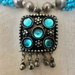Turquoise colored Glass Bead Tribal Pendant Necklace Blue Photo 1