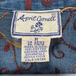 Vintage April Cornell size Medium Embroidered‎ Denim Jacket Shacket Button Front Blue Photo 1