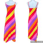 Derek Lam Derek Heart Size M Rainbow Stripe Maxi Dress Bodycon Sleeveless Adjustable Photo 9