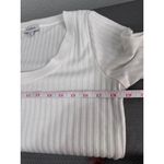 Evereve White Ribbed Square Neckline Half Sleeve Modern Top Size Large Photo 4