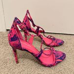 Gianni Bini Womens Kameela Snake Print Heels Strappy Leather Pink Purple 9.5 M Photo 1