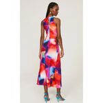 Rebecca Vallance Dress Womens 8 Red Blue Del Prado Midi Cutout Side Psychedelic Photo 3