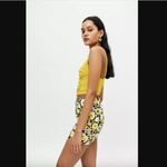 Motel Rocks Motel Ima Yellow Black Retro Floral Print Mini Skirt S Photo 1